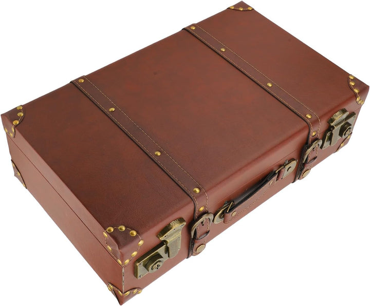 Elegant vintage leather carry-on luggage in heritage brown, featuring a secure alloy lock for stylish travel.