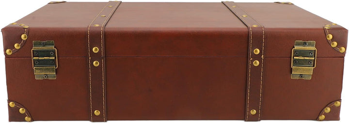 Classic heritage brown vintage leather case, a decorative carry-on trunk with an antique-style alloy lock.