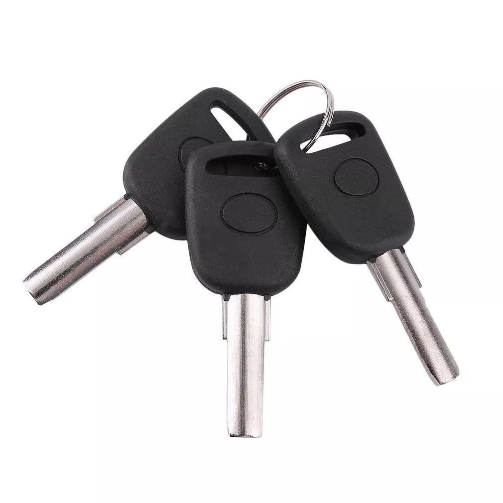 "High-visibility silver-black steering wheel lock with universal fit, durable steel-aluminum build, protects from theft."