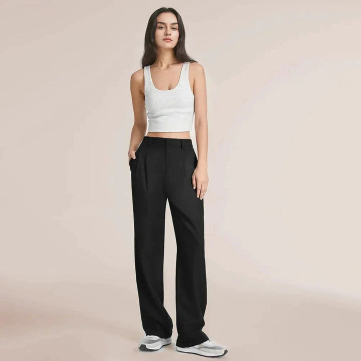 Versatile women's wide leg tailored pants, blending high-waisted comfort with office-ready professional style.