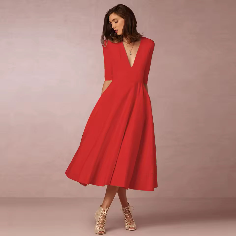 Women’s A-Line V-Neck Short Sleeve Mini Dress for Spring/Summer