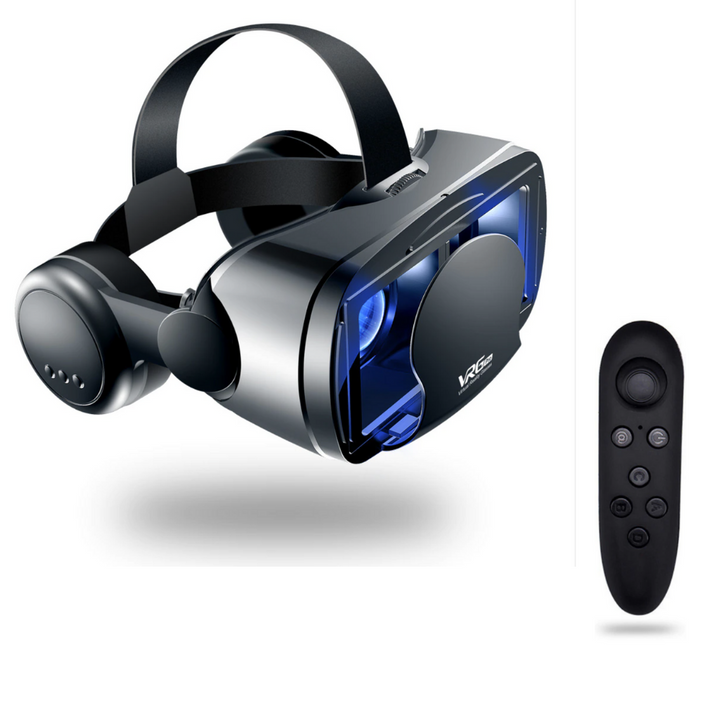 Black mobile VR headset featuring integrated audio and precise lens adjustments for smartphones.