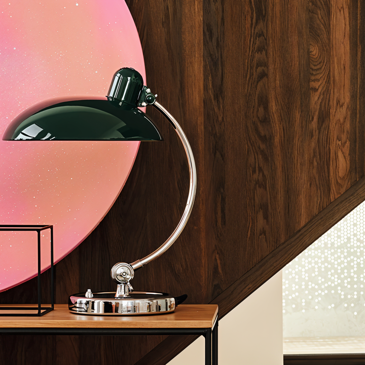Chic vintage industrial desk lamp, adjustable design, adds style to home decor.