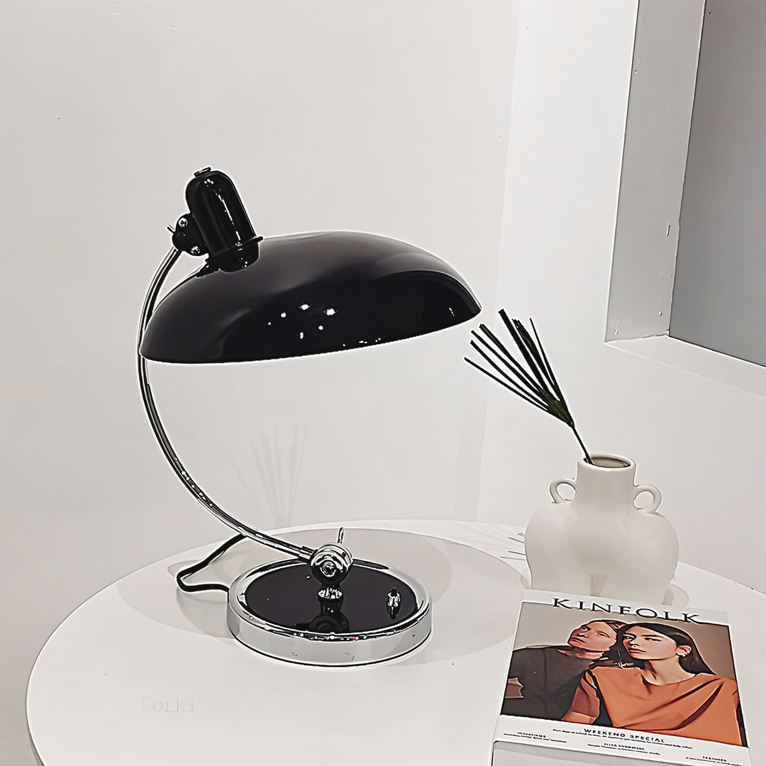 Reading light desk lamp, vintage industrial, adjustable for study or bedroom nightstand.