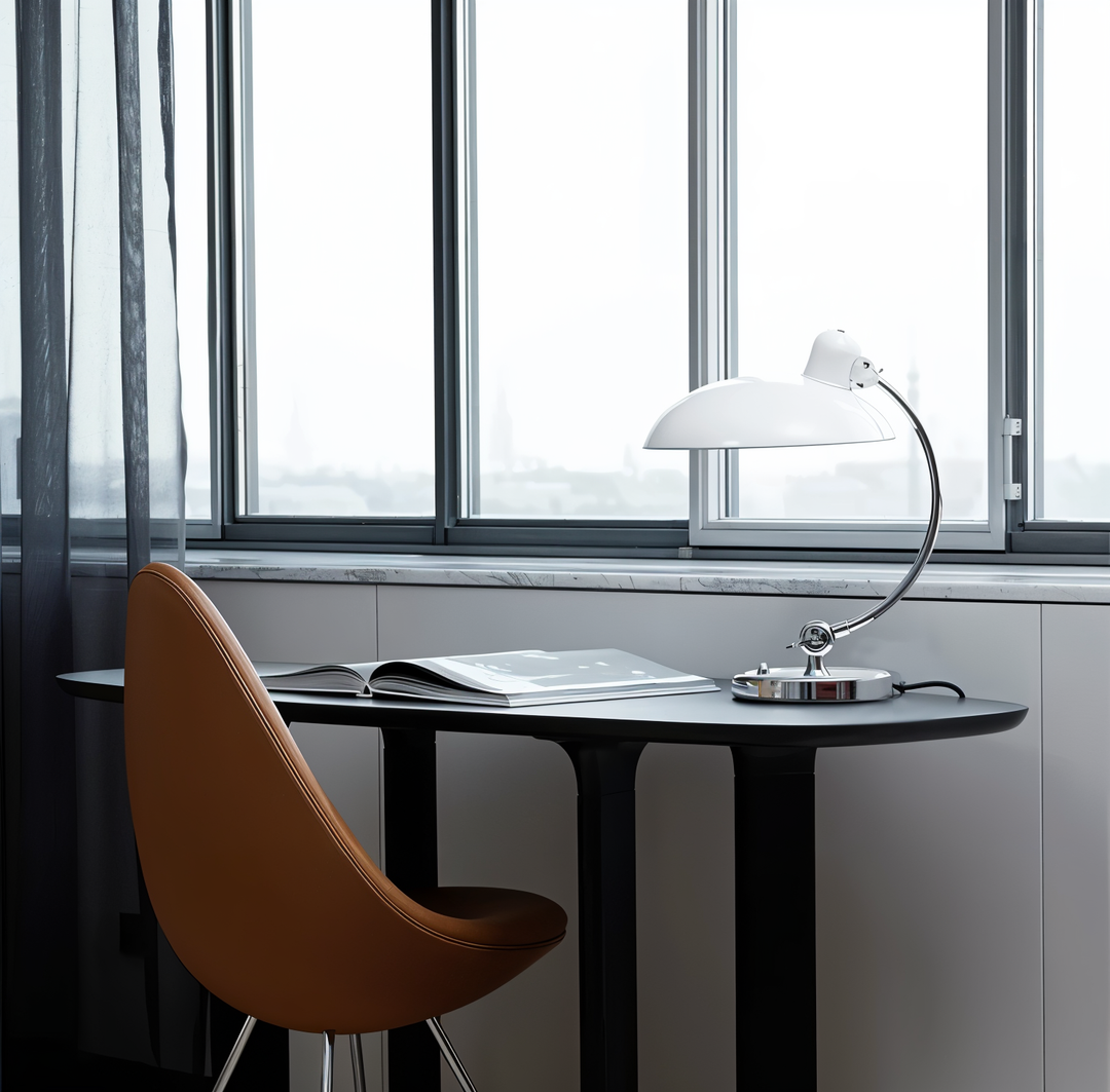 Versatile industrial table lamp, vintage style, adjustable for any desk or workspace.