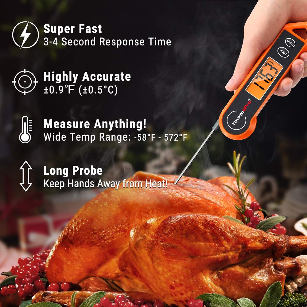 Instant Read Digital Thermometer: great for grilling, deep frying, BBQ, & candy.