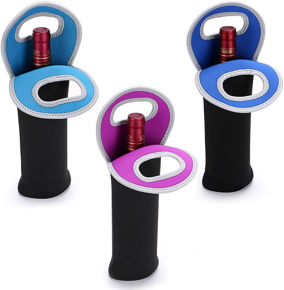 Insulated dual wine bottle carrier bag, neoprene, perfect for picnics & travel.