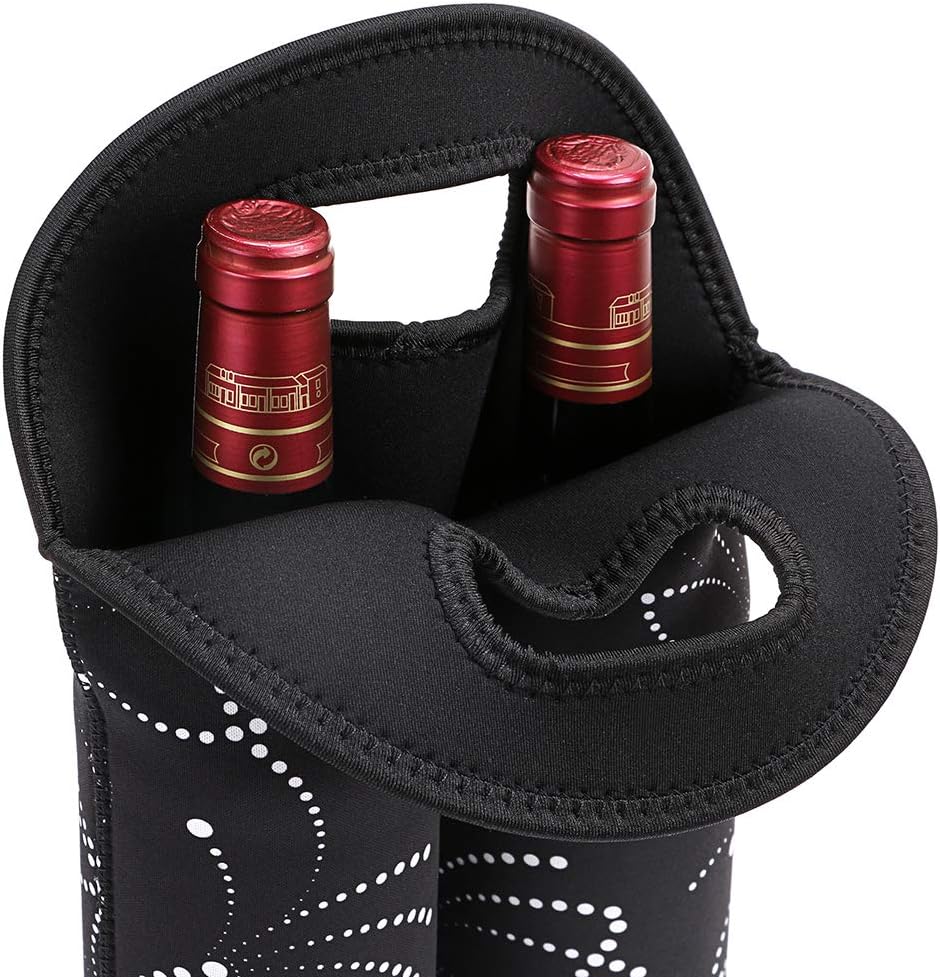 Neoprene insulated wine bottle tote, travel-friendly & stylish.