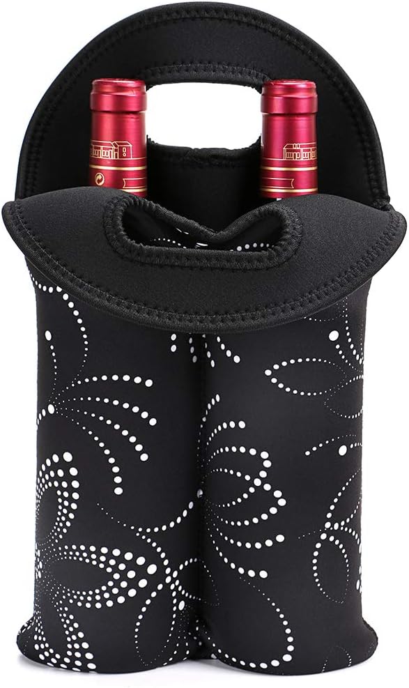 Stylish insulated dual wine carrier, perfect for outdoor events & gifts.