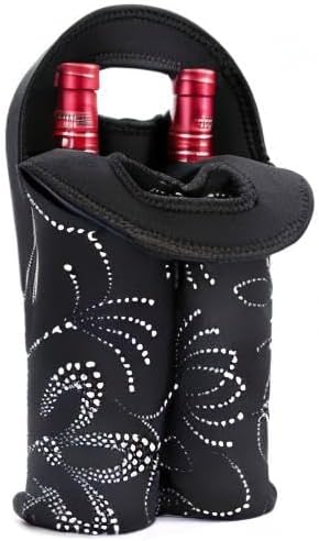 Neoprene insulated dual wine bottle carrier, a must-have travel accessory.