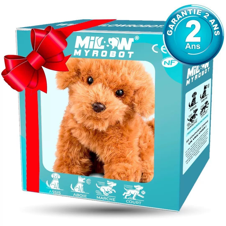 Electronic interactive walking puppy, a soft plush toy and cuddly pet for children's playtime.