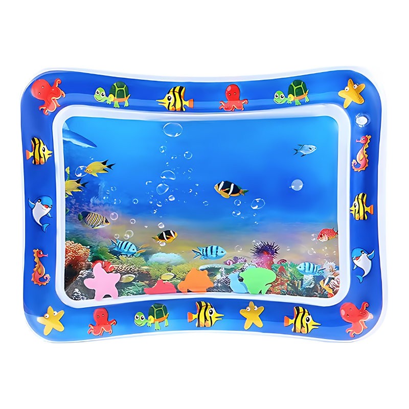 "Interactive water mat for cats with playful fish, offering cool comfort and entertainment. Pet supplies for active play."
