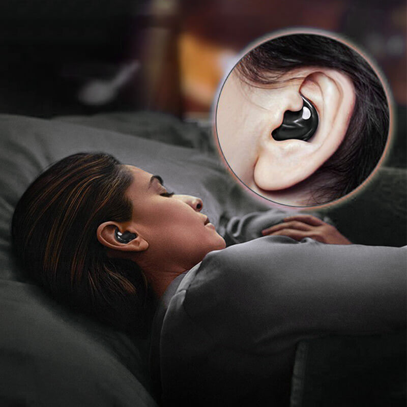 Ultra-light invisible wireless sleep earbuds, comfortable in-ear design for effective noise cancellation.