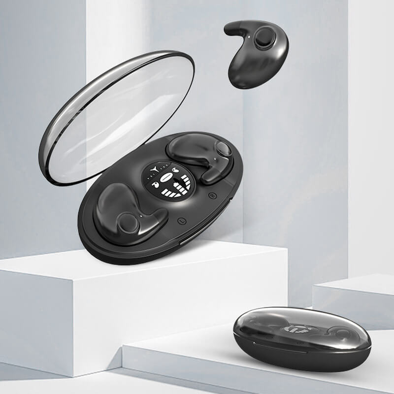 Compact invisible wireless sleep earbuds, water-resistant & comfortable for undisturbed quiet rest.