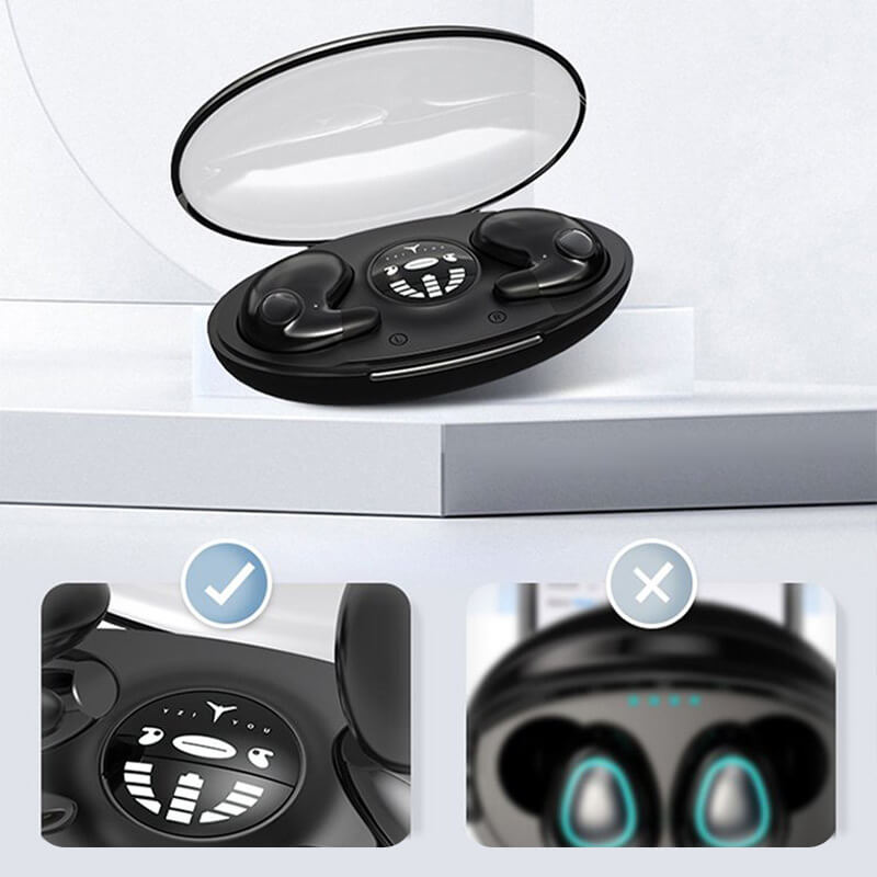 Ergonomic invisible wireless sleep earbuds, ultra-light for premium comfort and noise-cancelling audio.