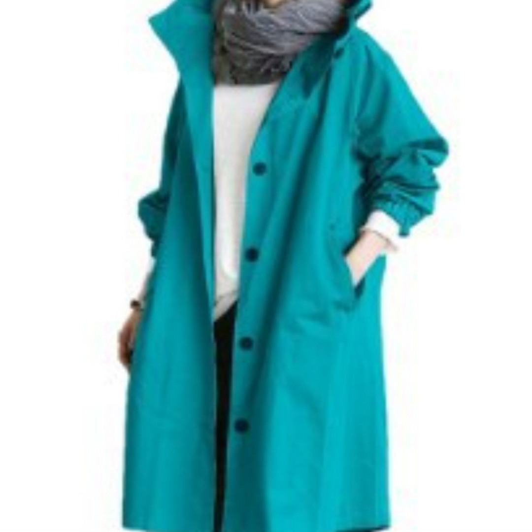 Elegant women's long trench coat, hooded and windproof, perfect for stylish autumn and winter outfits.