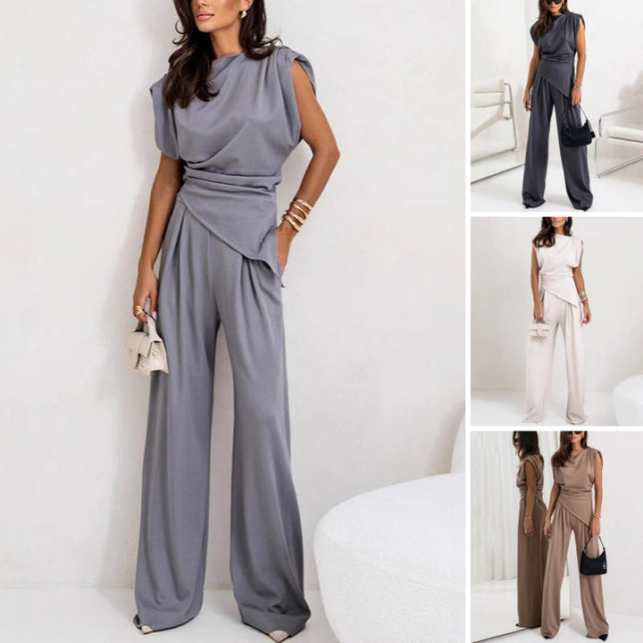 Versatile women's khaki set, an elegant two-piece co-ord for casual and comfortable style.