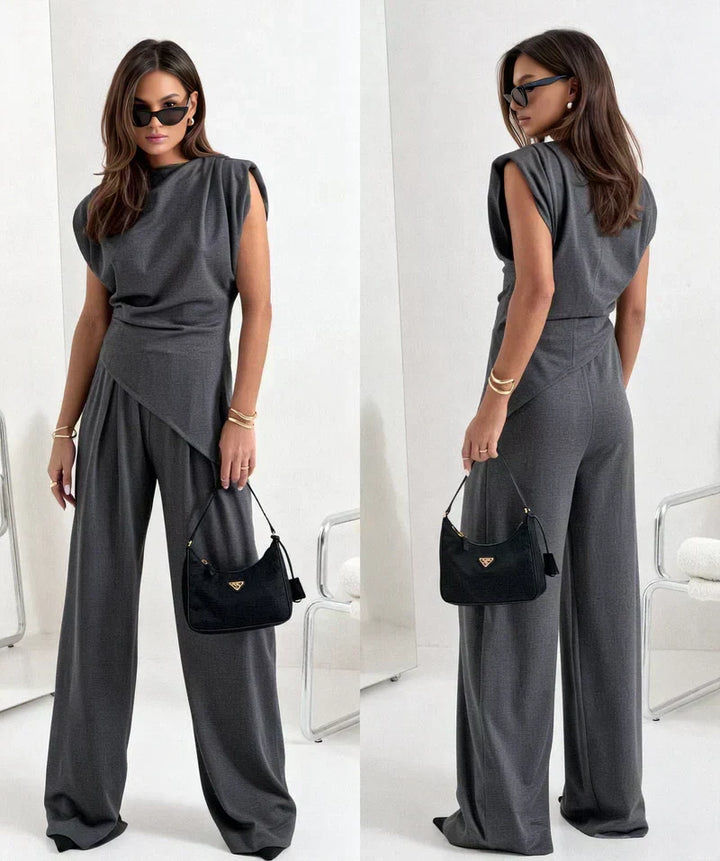 Khaki women's co-ord set, a comfortable and elegant two-piece for versatile styling.