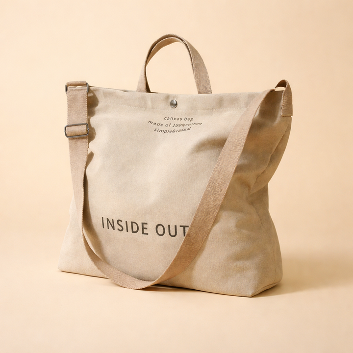 Khaki minimalist women's tote bag, large capacity everyday shoulder bag, versatile fashion accessory.