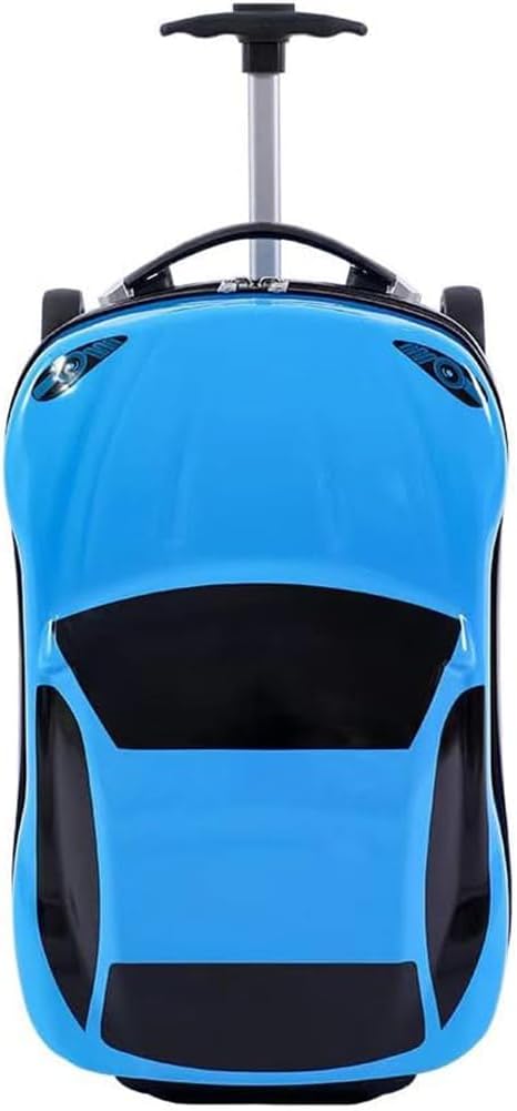 Compact 18-inch kids' pull-along suitcase, car design, with retractable handle, perfect for children's travel.