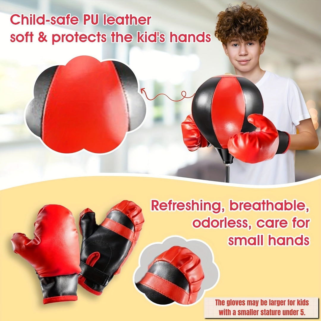 Full kids' boxing training set with adjustable punching bag for active play, junior fitness & fun.
