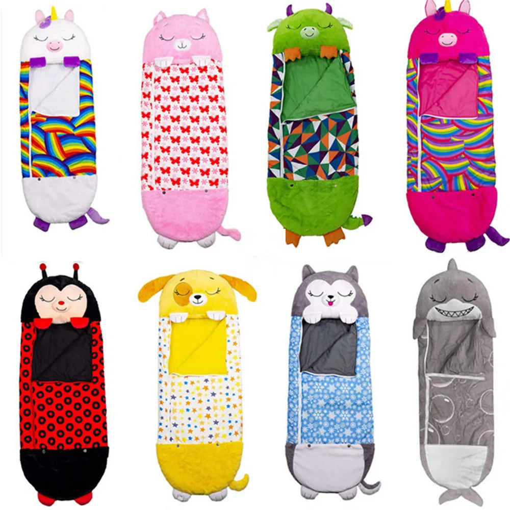 Plush kids' animal sleeping bag for cozy naps, sleepovers, camping & comfortable play.