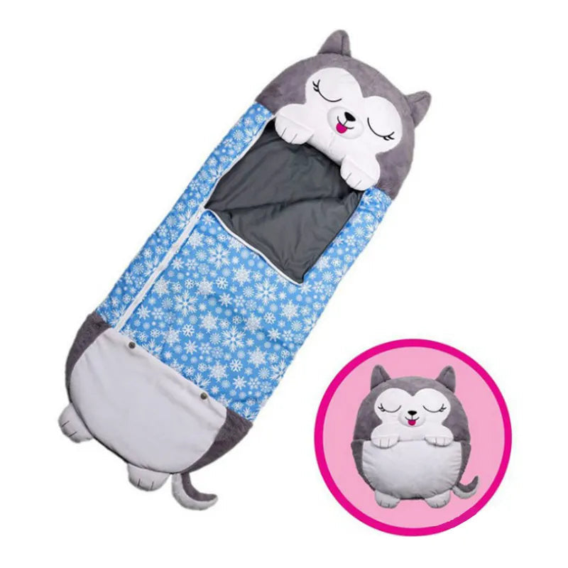 Soft children's animal nap sack, perfect for sleepovers, travel, camping & restful naps.