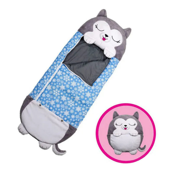 Soft children's animal nap sack, perfect for sleepovers, travel, camping & restful naps.