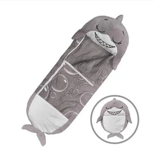 Cute animal kids' sleeping bag converts to a play pillow, ideal for travel, play & sleep.