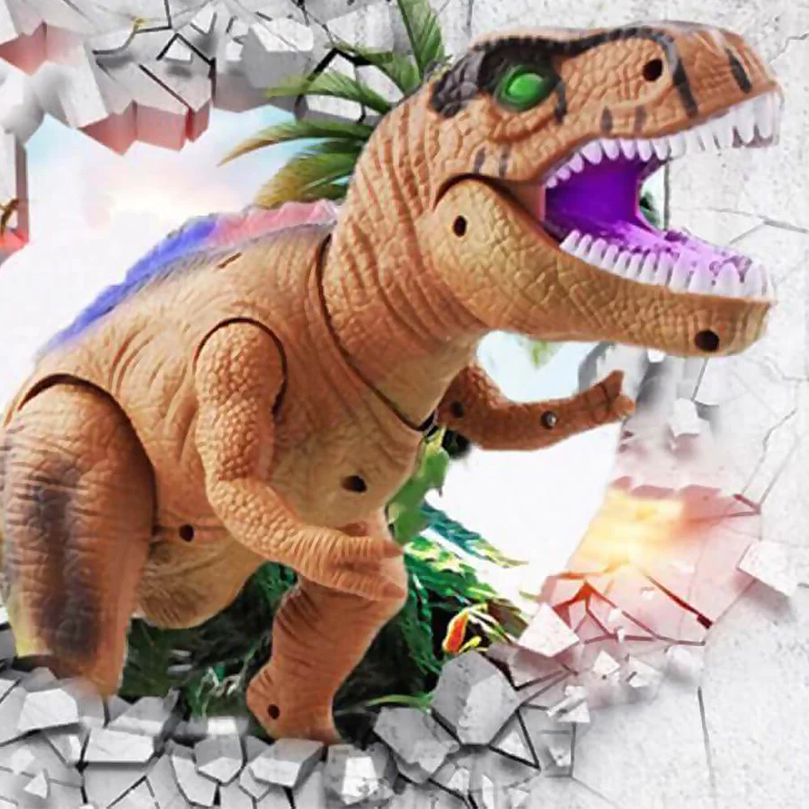 Cool remote control dinosaur toy with LED lights, walking & roaring sounds. Perfect electric gift for kids.
