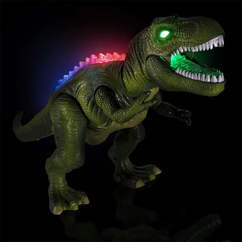Child-friendly remote control dinosaur toy that walks, roars & lights up. Fun interactive electric toy for kids.
