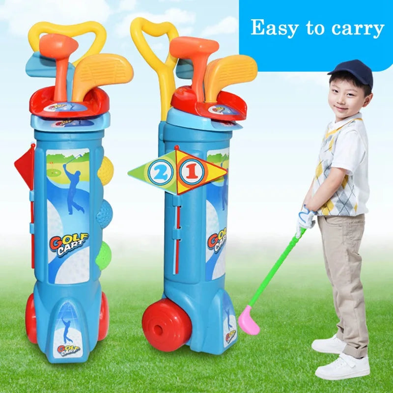 Bright & durable kids golf set, encouraging active outdoor play & beginner sports skills for toddlers.