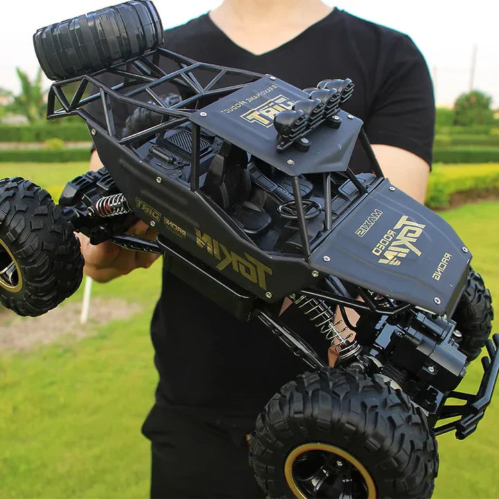 Kids' high-speed 4WD RC monster truck, perfect for off-road adventures and outdoor play. Durable remote control toy.
