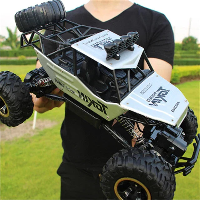 Durable remote control monster truck for kids. High-speed 4WD off-road RC vehicle for rugged outdoor fun.