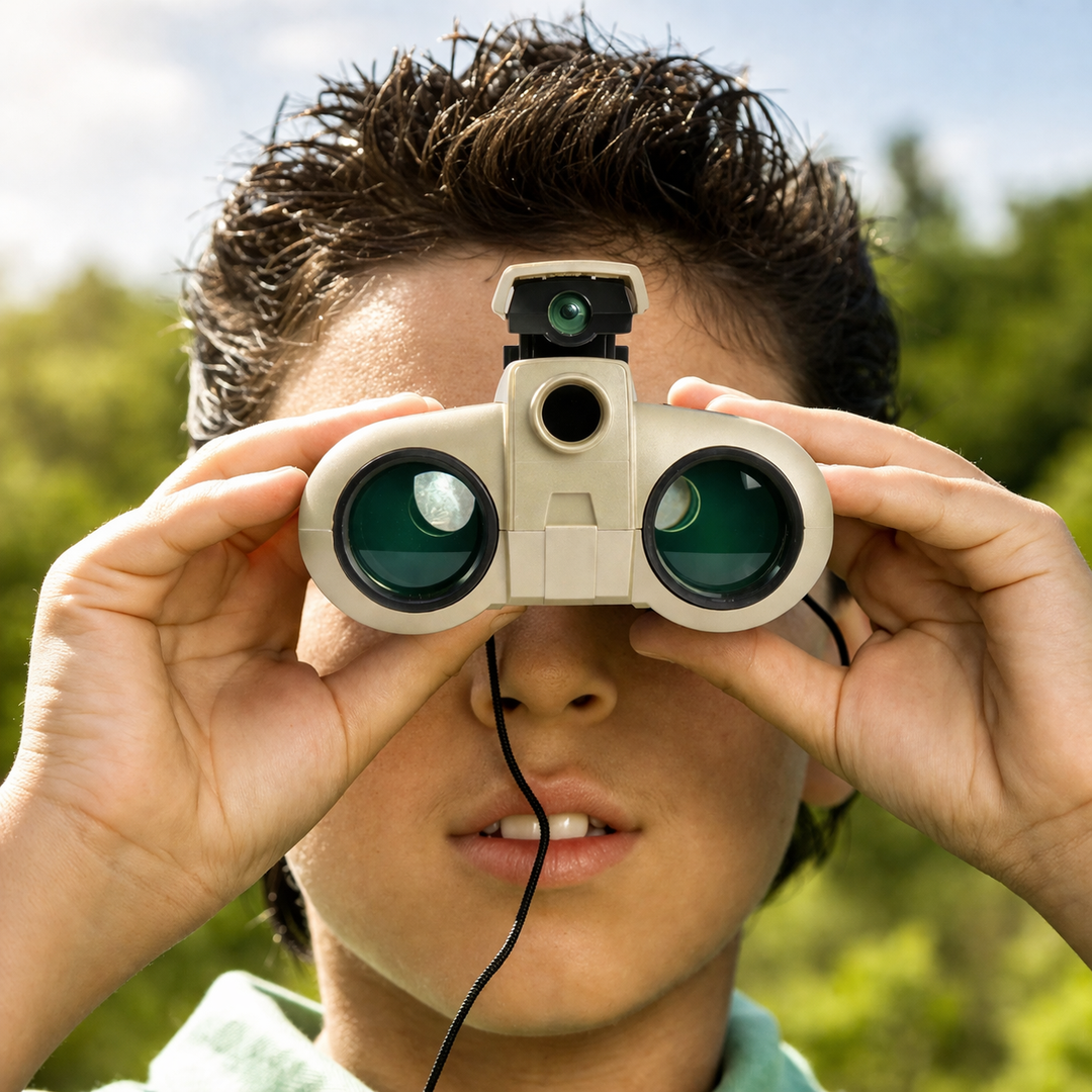 Kids' night vision binoculars, perfect for outdoor adventure & exploration in low light conditions. Durable children's toy.