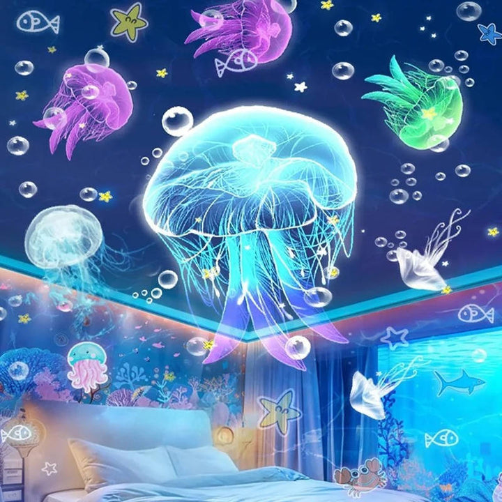 Multi-scene kids projector night light, remote-controlled for easy use, creating dreamy star and ocean displays.