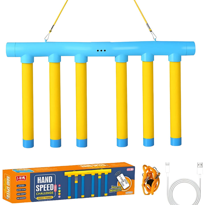 Complete Kids Reflex Reaction Game set with multiple falling sticks for challenging play.