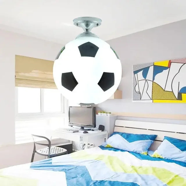Energy-efficient LED ceiling light for kids' sports-themed playrooms. Bright & playful decor.