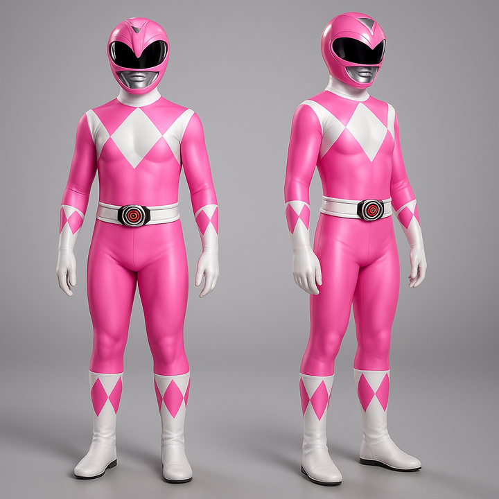 Action-packed kids' superhero party outfit: muscle print jumpsuit & mask for thrilling adventures.