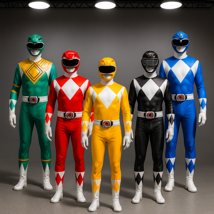 Halloween-ready kids' superhero muscle costume jumpsuit & mask, great for trick-or-treating.
