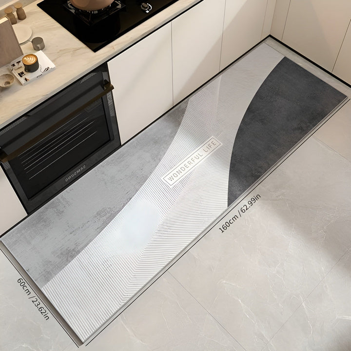 Modern kitchen anti-fatigue mat, cushioned for maximum comfort. Perfect for home or office.