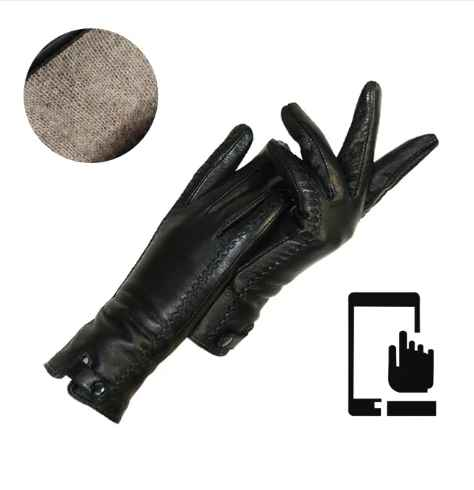 Kristy women's vintage style leather gloves for winter warmth, elegant & chic cold weather accessory.