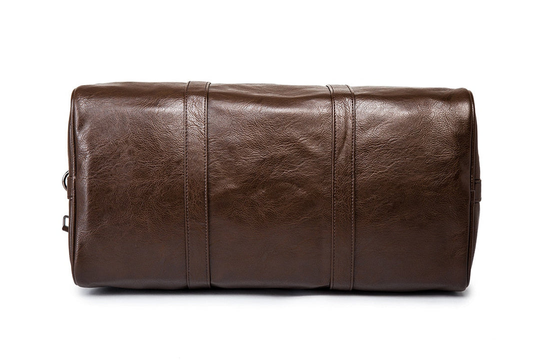Unisex spacious leather travel duffel, lightweight & durable for your next adventure.
