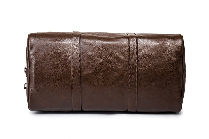 Unisex spacious leather travel duffel, lightweight & durable for your next adventure.