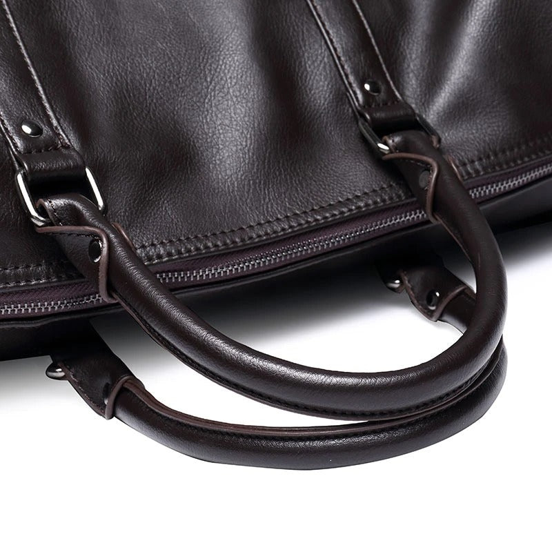 Stylish large leather duffel bag, a durable, lightweight carry-on for all globetrotters.
