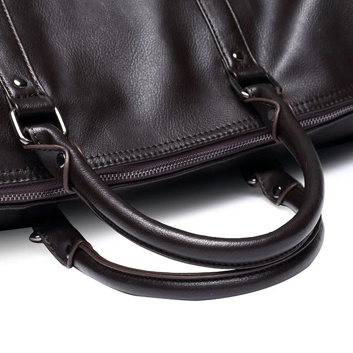 Stylish large leather duffel bag, a durable, lightweight carry-on for all globetrotters.