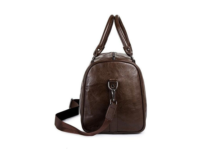 High-quality large leather carry-on duffel bag. Lightweight design for effortless travel.