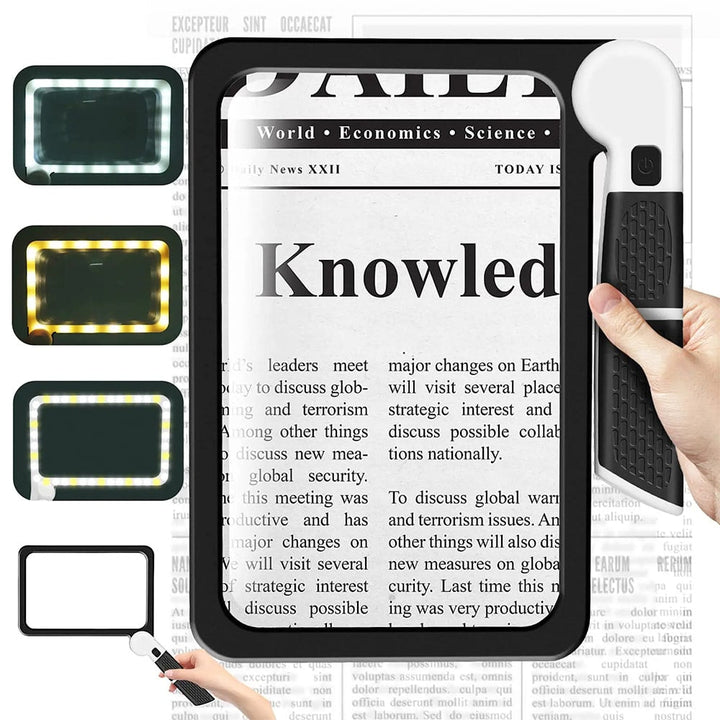 Dimmable LED handheld magnifier, 5x. Perfect for crafting, precision work & detailed hobbies.