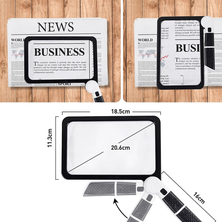 Versatile 5x LED handheld magnifier with dimmable light for enhanced reading, hobbies & precision.