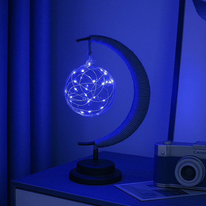 Lifestyle image of the LED Moon Star Night Light creating a serene ambiance in a bedroom, perfect for nighttime relaxation.